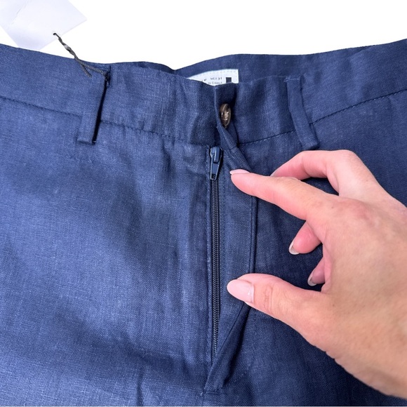 ZARA Men’s Navy Linen Shorts Size M NWT Lightweight Resortwear Summer Essential - Picture 3 of 7